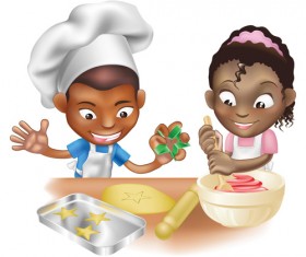 Children cooking design vector 04