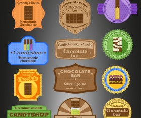 Chocolate badges with labels vector set