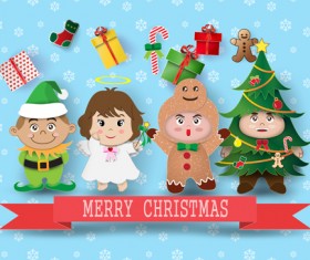 Chrismas cartoon kids vectors material 01