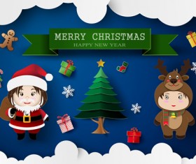 Chrismas cartoon kids vectors material 04