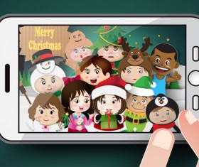 Chrismas cartoon kids vectors material 05