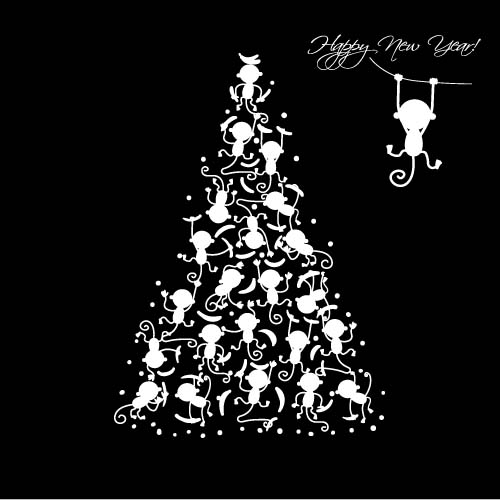 Christmas trees with monkeys new year vector 01