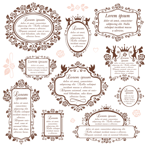 Classical text frames vector material 01