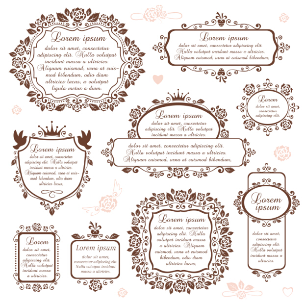 Classical text frames vector material 02