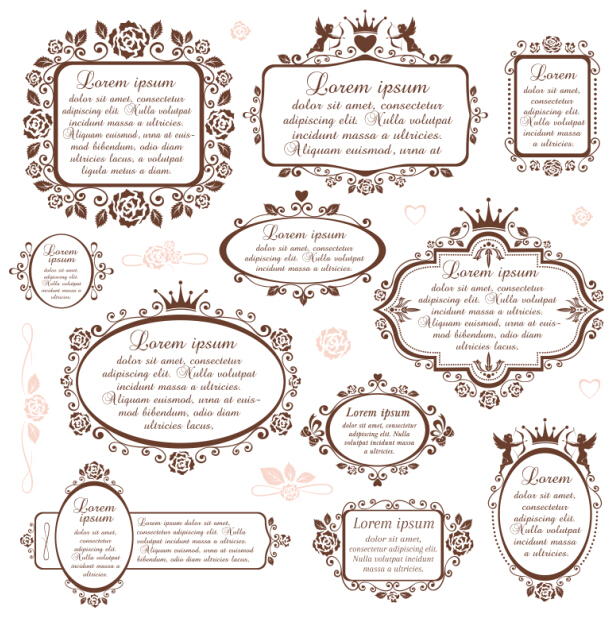 Classical text frames vector material 03
