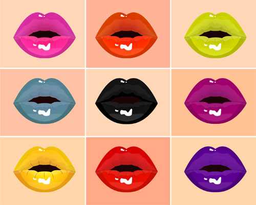 Colored lips design vector