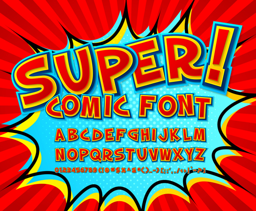 Comic styles fonts design set 01