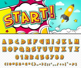 Comic styles fonts design set 03