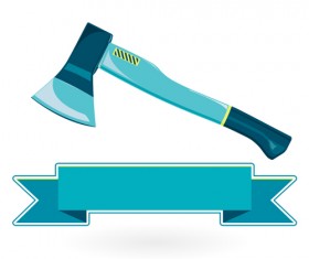 Construction tools with ribbon banners vectors 01