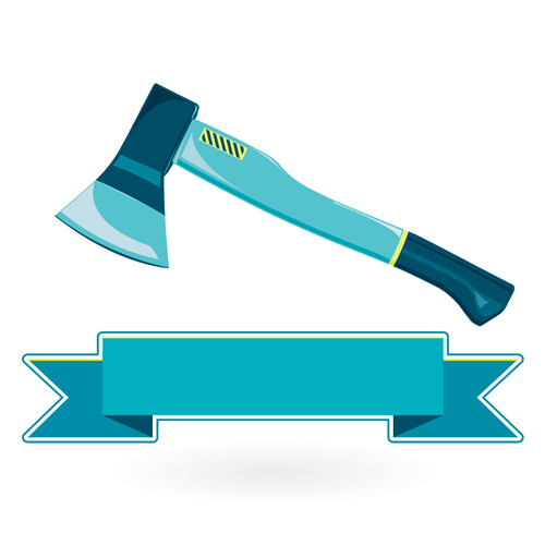 Construction tools with ribbon banners vectors 01