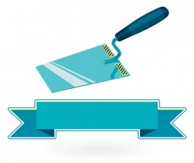 Construction tools with ribbon banners vectors 10