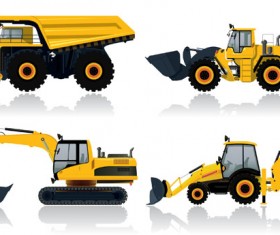 Construction vehicles design vectors set 03