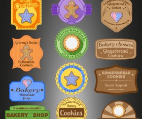 Cookies badges with labels design vectors