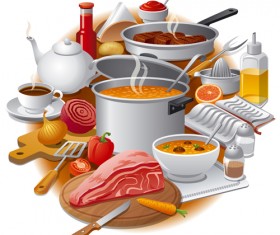 Cooking food design elements vectors 02