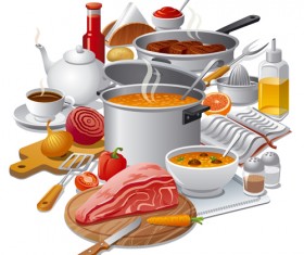 Cooking food design elements vectors 03