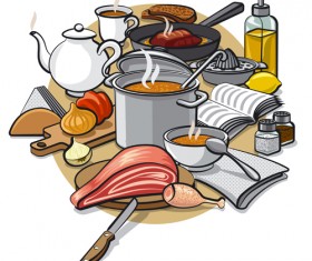 Cooking food design elements vectors 06