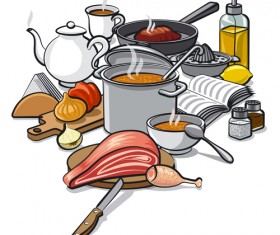 Cooking food design elements vectors 07