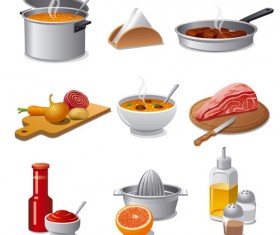 Cooking food icons set