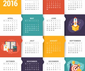 Creative Calendar 2016 template vector 01
