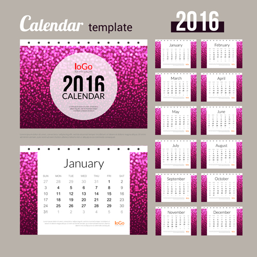 Creative Calendar 2016 template vector 02