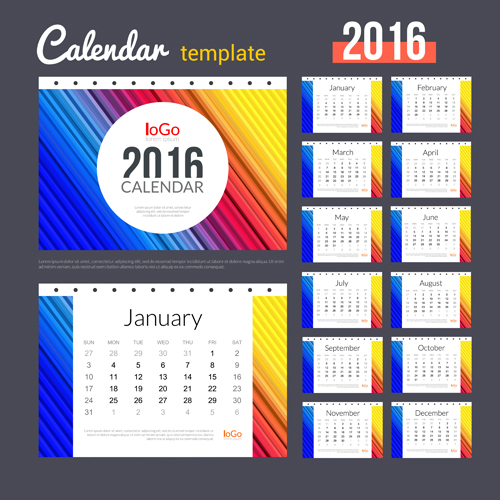 Creative Calendar 2016 template vector 03