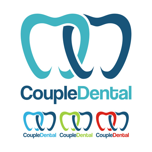 Creative couple dental logo vector