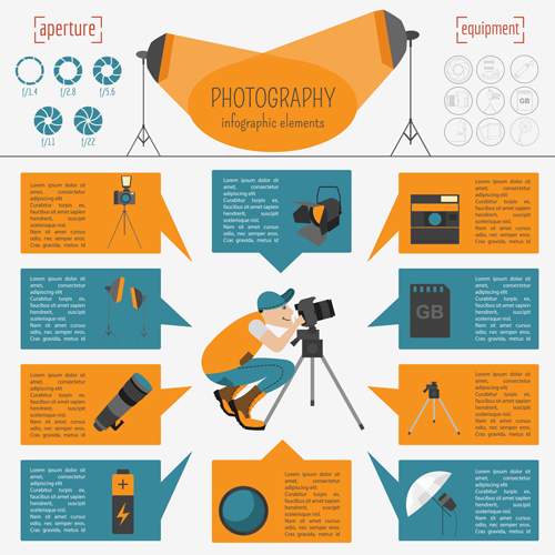 Creative photography infographics design vectors 01