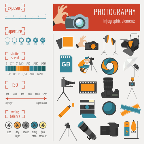 Creative photography infographics design vectors 02