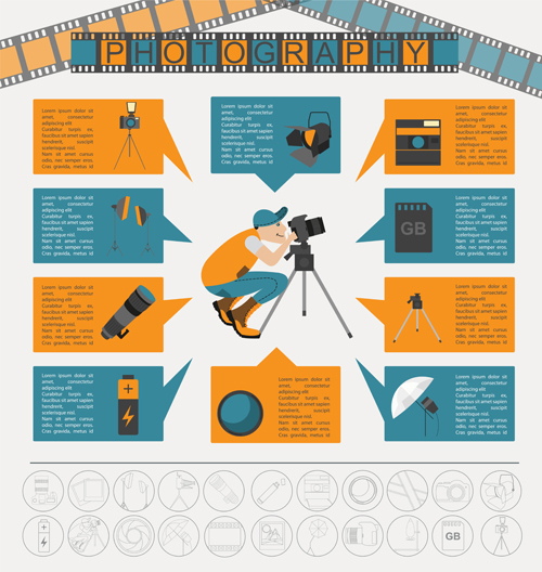 Creative photography infographics design vectors 05