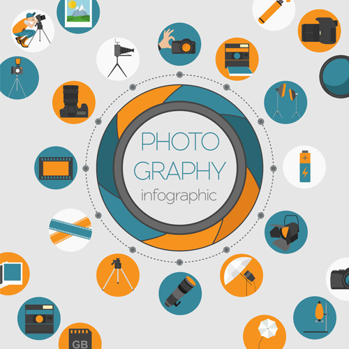 Creative photography infographics design vectors 07