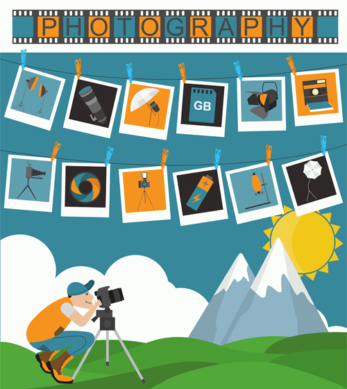 Creative photography infographics design vectors 09