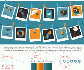 Creative photography infographics design vectors 10