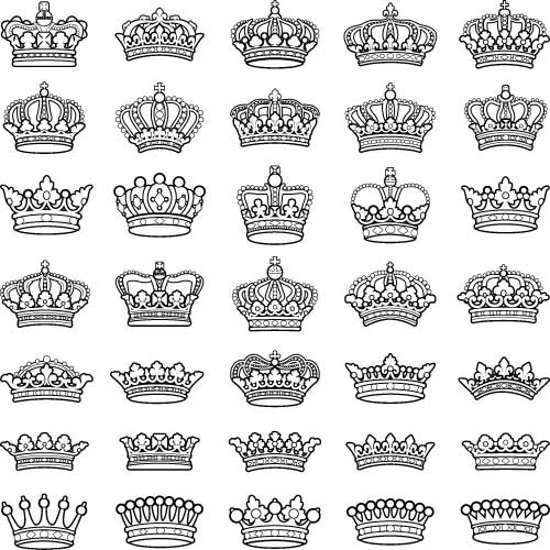 Crown ornaments vector material 02