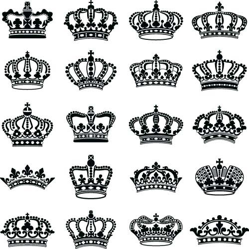 Crown ornaments vector material 03 free download