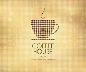 Cup coffee with round dot vector background