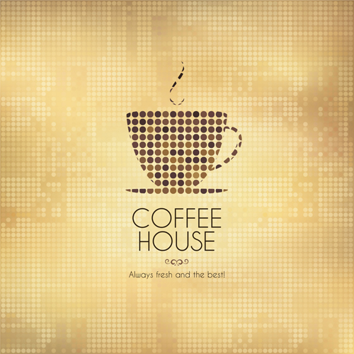 Cup coffee with round dot vector background