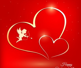 Cupid angel with golden heart valentines day vectors 01