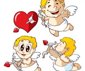 Cupid with red heart vector