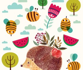 Cute hedgehog hand drawn vector 01