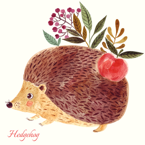 Cute hedgehog hand drawn vector 02