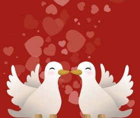 Cute pigeons with valentines Day card vector