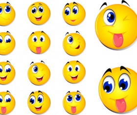 Cute ronund smiles icons set