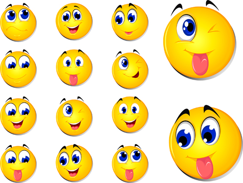 Cute ronund smiles icons set