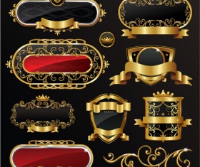 Dark gold frame labels luxury vector set 05