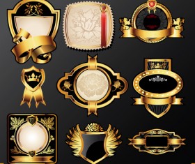 Dark gold frame labels luxury vector set 06