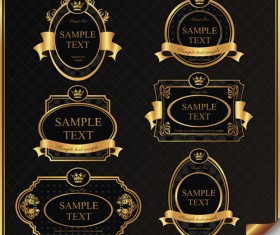Dark gold frame labels luxury vector set 08