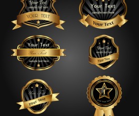 Dark gold frame labels luxury vector set 10