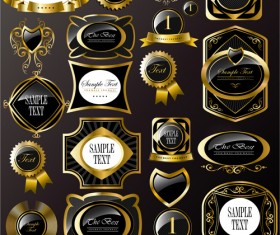 Dark gold frame labels luxury vector set 11