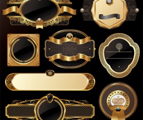 Dark gold frame labels luxury vector set 13