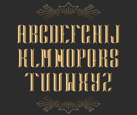 Dark golden alphabet design vectors